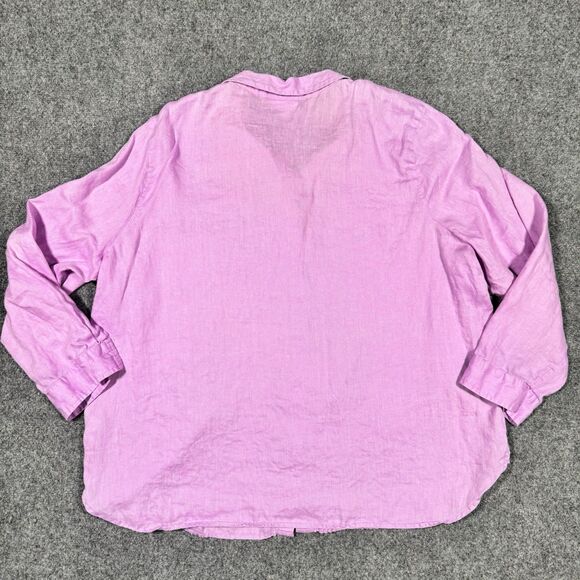 J. Jill Love Linen Pink Button Shirt Long Sleeve Petite XL - Picture 3 of 6